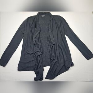 Ann Taylor Black Open Front‎ Cardigan Sweater Lightweight Size L